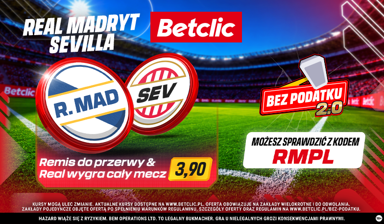 Real Madryt – Sevilla w La Lidze! Kurs 3,90 na remis do przerwy i wygraną Królewskich w Betclic