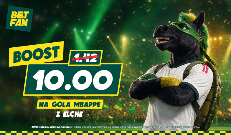 Kurs 10.0 na gola Mbappé z Elche! Zgarnij 176 zł + 400 zł bonusów w BETFAN